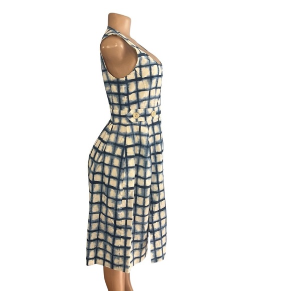 Sportmax Blue and White Checkered Sleeveless Dress - Picture 4 of 8